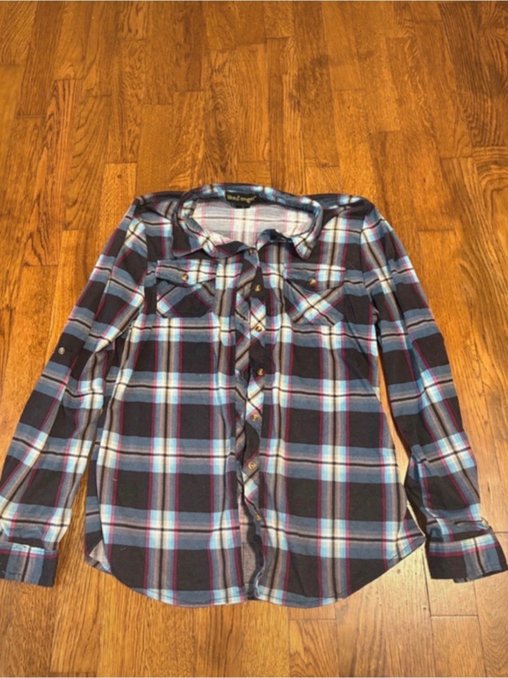 like an angel Plaid Shirt in Navy, Light Blue & Maroon